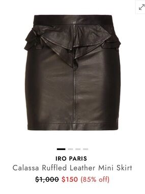 IRO Calassa Ruffled Leather Mini Skirt - Black